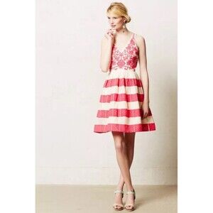 Leifsdottir Red and White Striped Dress